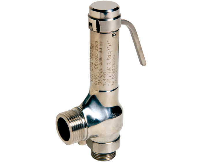 Stainless steel safety valve free outlet and lever 0-12bar